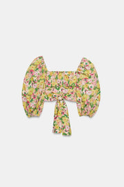 Top imprimé floral avec nœud