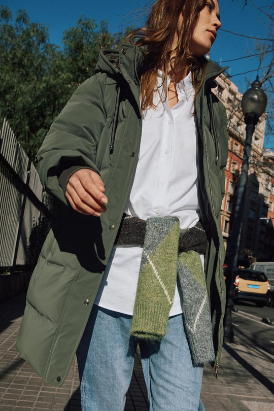 Anorak mi-long tissu enduit coupe-vent