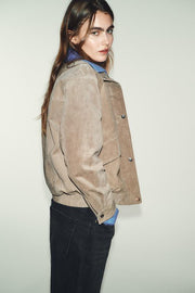 Blouson 100 % cuir suédé à col montant