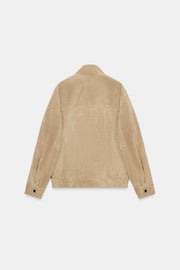 Blouson 100 % cuir suédé à col montant