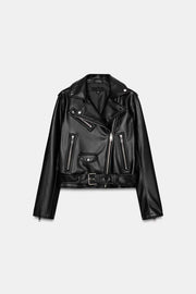 Blouson biker effet cuir