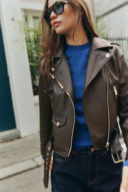 Blouson biker effet cuir