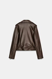 Blouson biker effet cuir