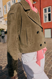 Trench court croisé 100 % cuir