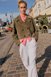 Trench court croisé 100 % cuir