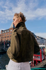 Trench court croisé 100 % cuir