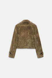 Trench court croisé 100 % cuir