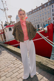 Trench court croisé 100 % cuir