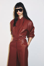 Veste bomber effet cuir à épaulettes