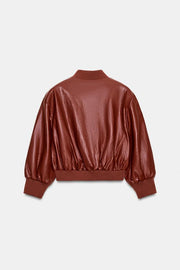 Veste bomber effet cuir à épaulettes