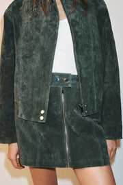 Jupe mini 100 % cuir suédé