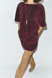 Robe courte 100 % cuir suédé