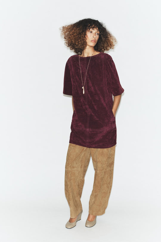Robe courte 100 % cuir suédé