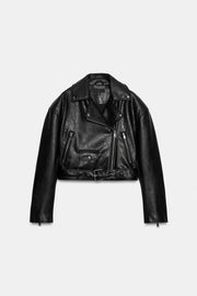 Blouson biker à épaulettes effet cuir