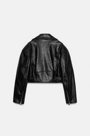 Blouson biker à épaulettes effet cuir