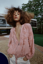 Veste oversize structurée à fleurs