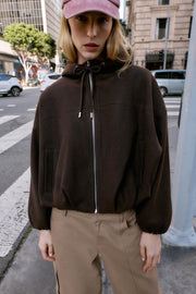 Veste bomber oversize douce à capuche