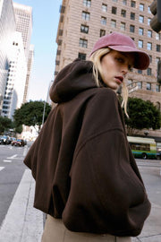 Veste bomber oversize douce à capuche