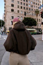 Veste bomber oversize douce à capuche