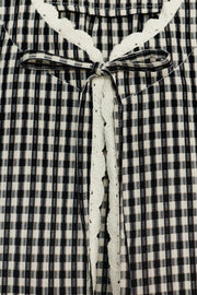 Veste à carreaux vichy contrastée au crochet