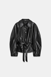 Veste avec ceinture effet cuir
