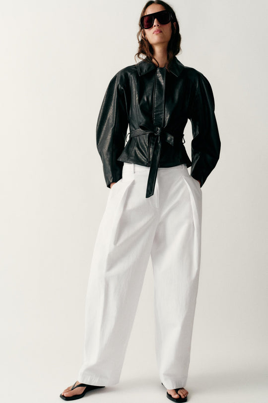 Veste avec ceinture effet cuir