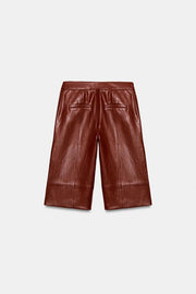 Bermuda long effet cuir