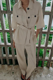 Veste safari en lin avec ceinture