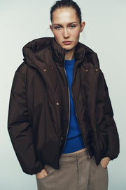 Anorak matelassé à capuche déperlant coupe-vent