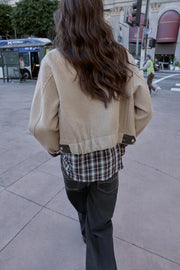 Veste bomber à finitions effet cuir