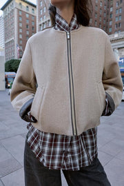 Veste bomber à finitions effet cuir