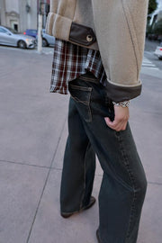 Veste bomber à finitions effet cuir