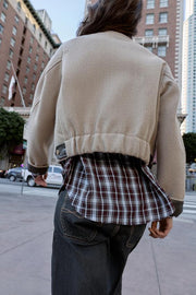 Veste bomber à finitions effet cuir