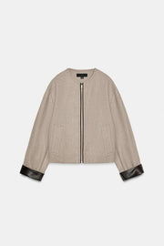 Veste bomber à finitions effet cuir