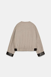 Veste bomber à finitions effet cuir
