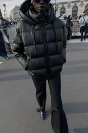 Anorak matelassé effet cuir déperlant coupe-vent