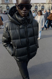 Anorak matelassé effet cuir déperlant coupe-vent