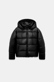 Anorak matelassé effet cuir déperlant coupe-vent