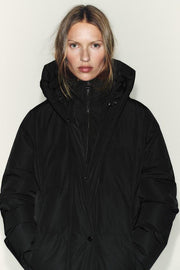 Anorak long matelassé 70 % duvet, 30 % plumes, à capuche, déperlant et coupe-vent