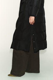 Anorak long matelassé 70 % duvet, 30 % plumes, à capuche, déperlant et coupe-vent