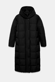 Anorak long matelassé 70 % duvet, 30 % plumes, à capuche, déperlant et coupe-vent