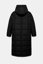 Anorak long matelassé 70 % duvet, 30 % plumes, à capuche, déperlant et coupe-vent