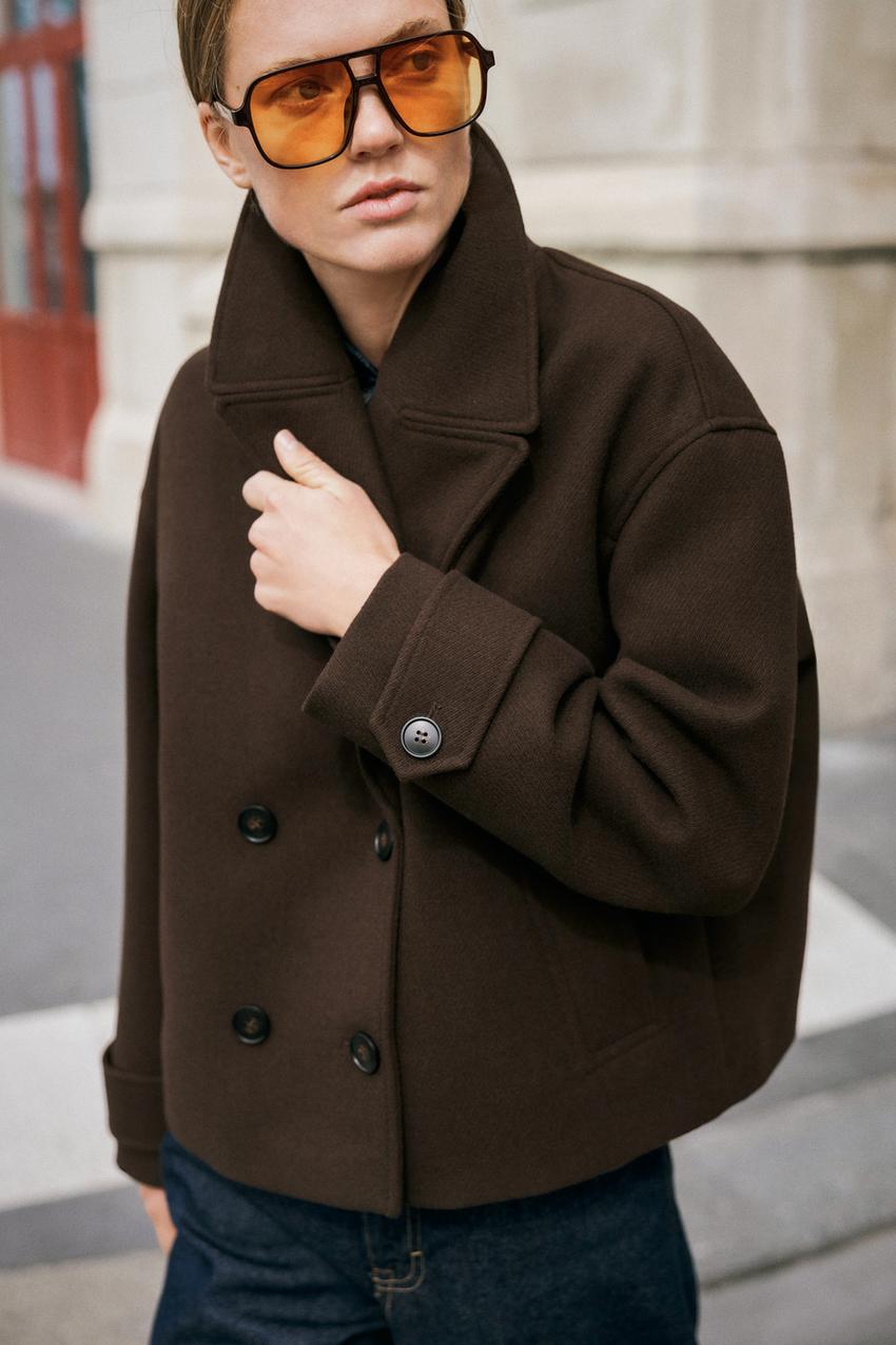 Manteau court croisé