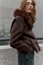 Blouson réversible double-face effet fourrure