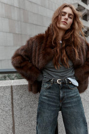 Blouson réversible double-face effet fourrure