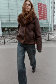 Blouson réversible double-face effet fourrure