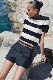 Bermuda taille haute avec ceinture