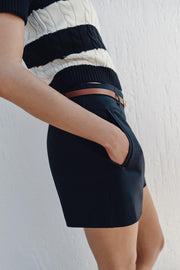 Bermuda taille haute avec ceinture
