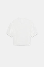 Chemise à brandebourgs à manches courtes bouffantes