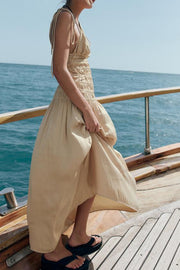 Robe midi satinée à fronces